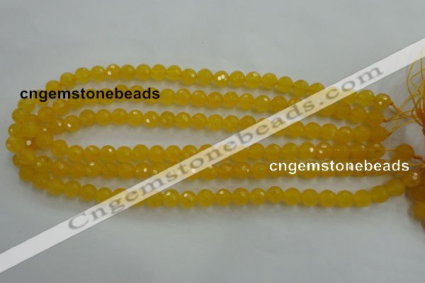 CYJ202 15.5 inches 8mm faceted round yellow jade beads wholesale