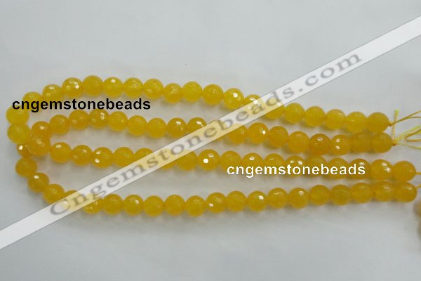 CYJ203 15.5 inches 10mm faceted round yellow jade beads wholesale