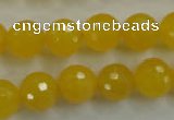 CYJ204 15.5 inches 12mm faceted round yellow jade beads wholesale