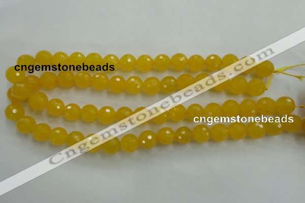 CYJ204 15.5 inches 12mm faceted round yellow jade beads wholesale