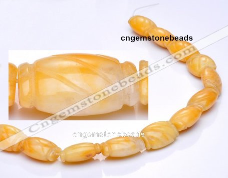 CYJ22 14*20mm flat drum yellow jade gemstone beads Wholesale