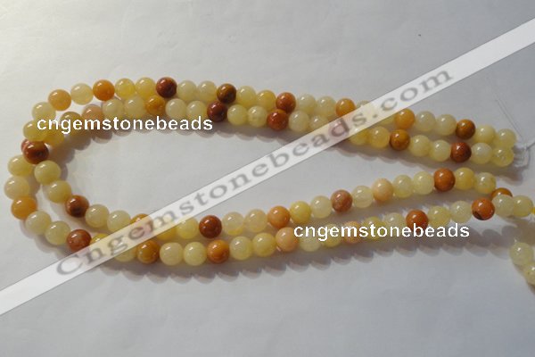 CYJ262 15.5 inches 8mm round mixed color yellow jade beads wholesale