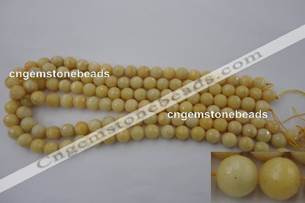 CYJ312 15.5 inches 8mm faceted round yellow jade beads wholesale