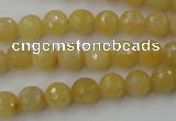 CYJ321 15.5 inches 8mm faceted round yellow jade beads wholesale