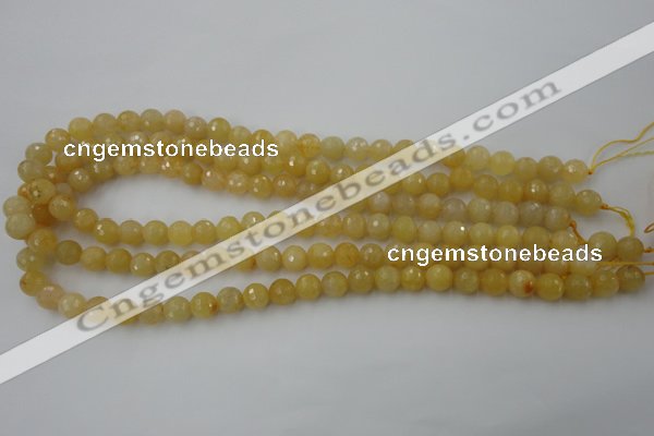 CYJ321 15.5 inches 8mm faceted round yellow jade beads wholesale