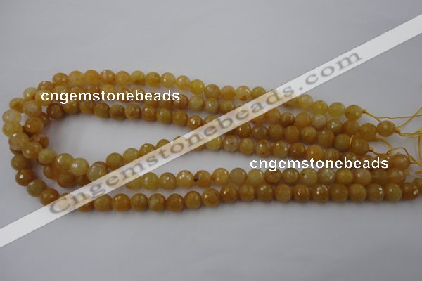 CYJ323 15.5 inches 8mm faceted round yellow jade beads wholesale