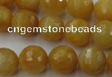 CYJ325 15.5 inches 12mm faceted round yellow jade beads wholesale