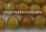 CYJ326 15.5 inches 14mm faceted round yellow jade beads wholesale