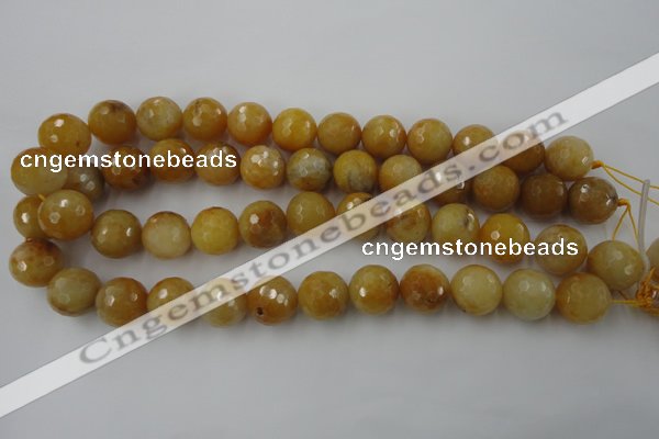 CYJ327 15.5 inches 16mm faceted round yellow jade beads wholesale