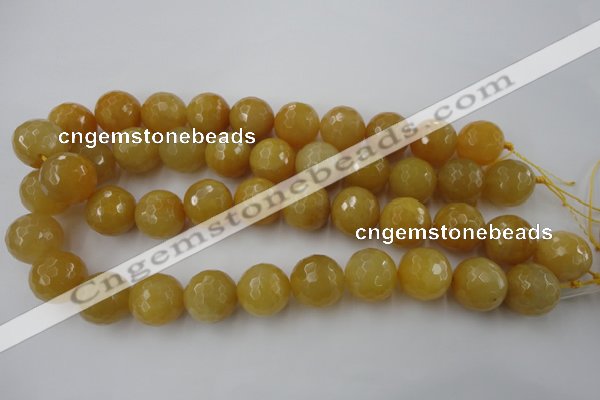 CYJ328 15.5 inches 18mm faceted round yellow jade beads wholesale