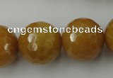 CYJ329 15.5 inches 20mm faceted round yellow jade beads wholesale