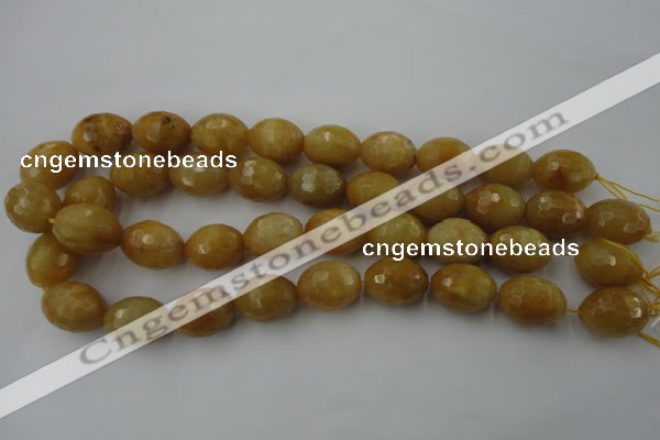 CYJ335 15.5 inches 16*20mm faceted rice yellow jade beads wholesale