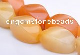 CYJ40 10*14mm twisted rice yellow jade gemstone beads Wholesale