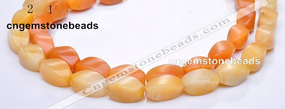 CYJ40 10*14mm twisted rice yellow jade gemstone beads Wholesale