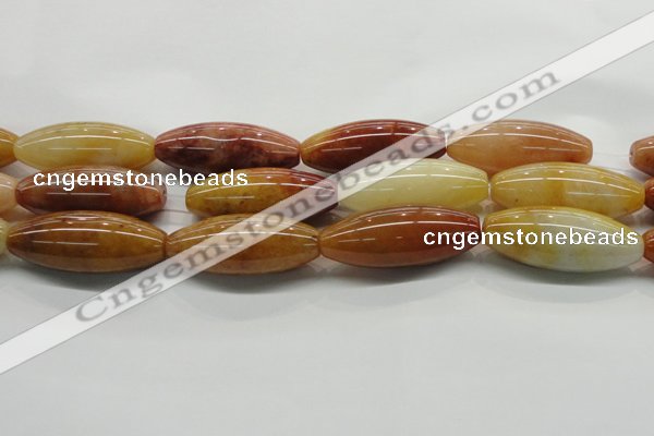 CYJ410 15.5 inches 18*45mm rice yellow jade gemstone beads