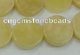 CYJ51 15.5 inches 20mm coin yellow jade gemstone beads wholesale