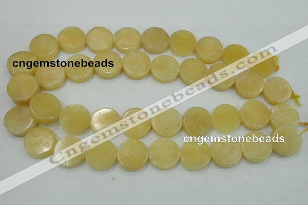 CYJ51 15.5 inches 20mm coin yellow jade gemstone beads wholesale