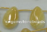 CYJ54 20*30mm top-drilled twisted teardrop yellow jade gemstone beads