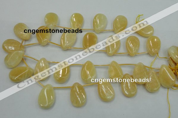 CYJ54 20*30mm top-drilled twisted teardrop yellow jade gemstone beads