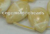 CYJ55 22*30mm top-drilled flat teardrop yellow jade gemstone beads