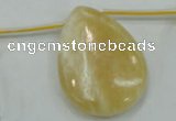 CYJ56 30*40mm top-drilled flat teardrop yellow jade gemstone beads