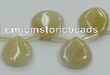 CYJ57 15*15mm top-drilled flat teardrop yellow jade gemstone beads