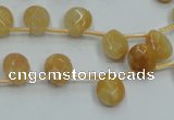 CYJ58 15.5 inches 10*12mm briolette yellow jade gemstone beads