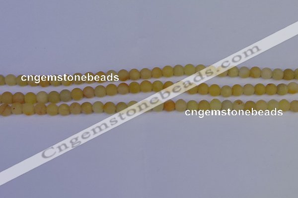 CYJ600 15.5 inches 4mm round matte yellow jade beads wholesale