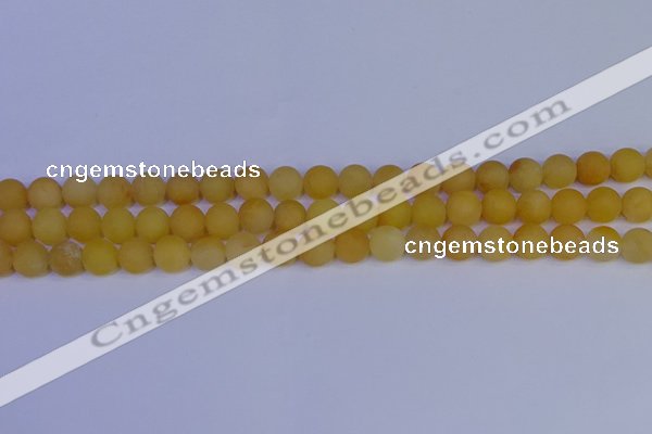 CYJ602 15.5 inches 8mm round matte yellow jade beads wholesale