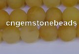 CYJ603 15.5 inches 10mm round matte yellow jade beads wholesale