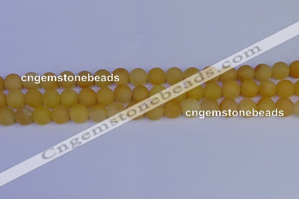 CYJ603 15.5 inches 10mm round matte yellow jade beads wholesale