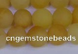 CYJ604 15.5 inches 12mm round matte yellow jade beads wholesale