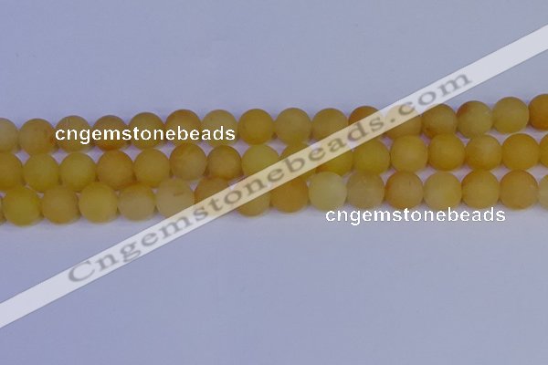 CYJ604 15.5 inches 12mm round matte yellow jade beads wholesale