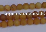 CYJ610 15.5 inches 4mm round matte yellow jade beads wholesale