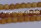 CYJ610 15.5 inches 4mm round matte yellow jade beads wholesale