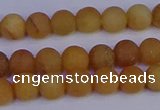 CYJ611 15.5 inches 6mm round matte yellow jade beads wholesale