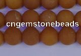 CYJ612 15.5 inches 8mm round matte yellow jade beads wholesale