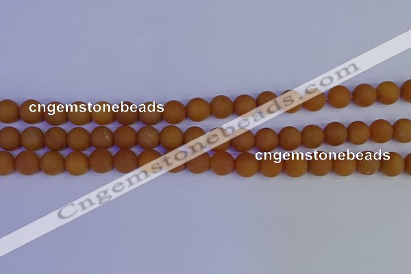 CYJ612 15.5 inches 8mm round matte yellow jade beads wholesale