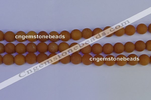 CYJ614 15.5 inches 12mm round matte yellow jade beads wholesale