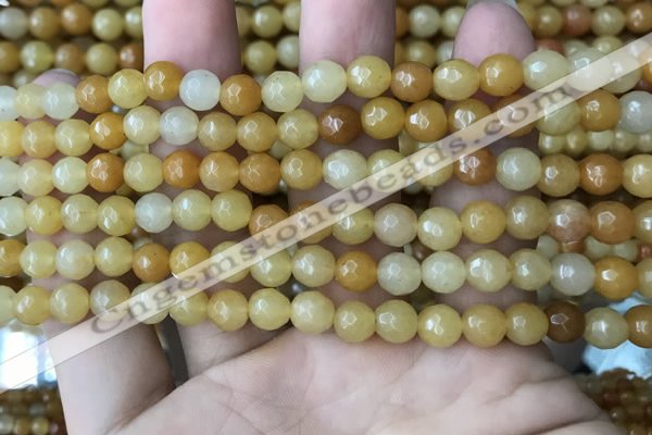 CYJ631 15.5 inches 6mm faceted round yellow jade beads wholesale