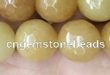 CYJ634 15.5 inches 12mm faceted round yellow jade beads wholesale