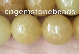 CYJ635 15.5 inches 14mm faceted round yellow jade beads wholesale