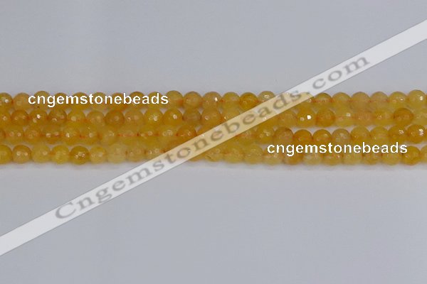 CYJ639 15.5 inches 6mm faceted round yellow jade beads wholesale