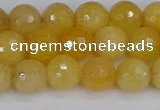 CYJ640 15.5 inches 8mm faceted round yellow jade beads wholesale