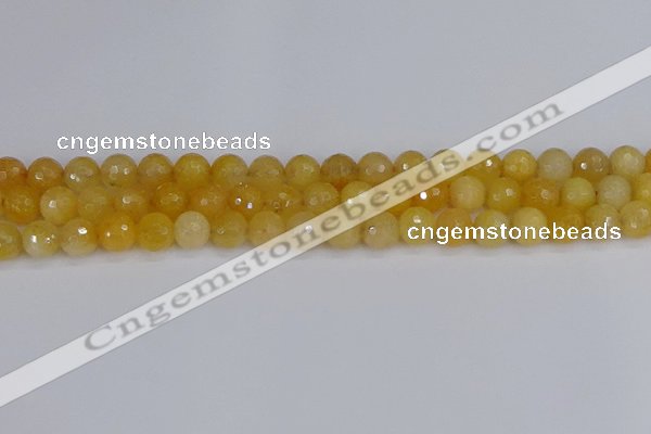 CYJ640 15.5 inches 8mm faceted round yellow jade beads wholesale