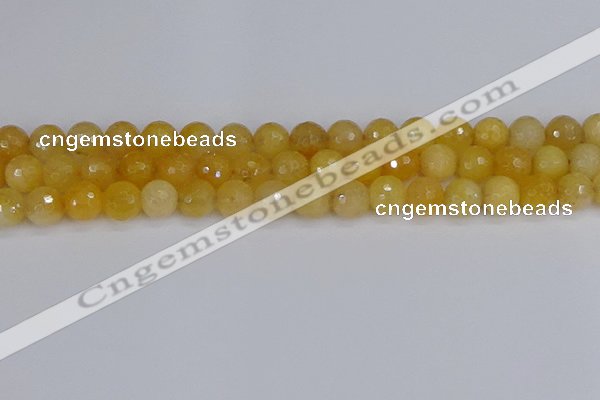 CYJ641 15.5 inches 10mm faceted round yellow jade beads wholesale