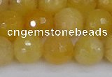 CYJ642 15.5 inches 12mm faceted round yellow jade beads wholesale