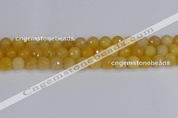 CYJ642 15.5 inches 12mm faceted round yellow jade beads wholesale