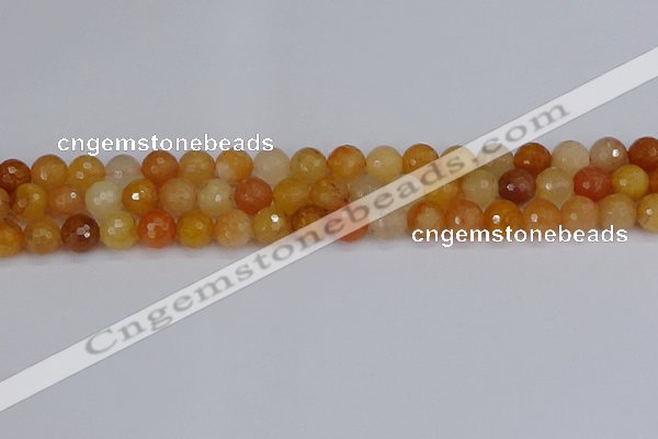 CYJ647 15.5 inches 8mm faceted round mixed yellow jade beads