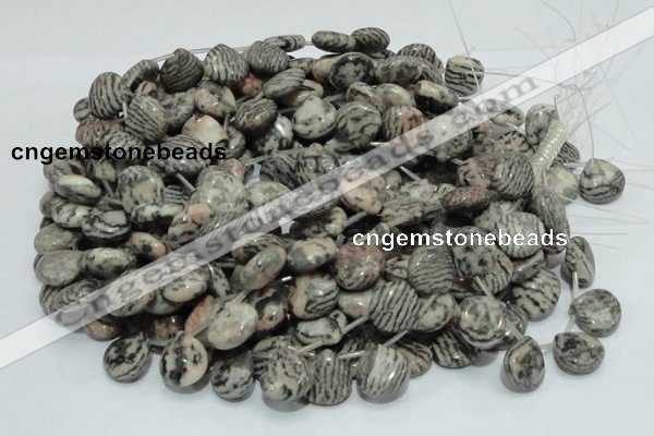 CZJ14 16 inches 16*16mm flat teardrop zebra jasper gemstone beads